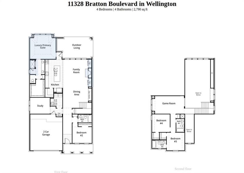 2D floor plan layout of this home in Wellington, Haslet, TX (Image 4).