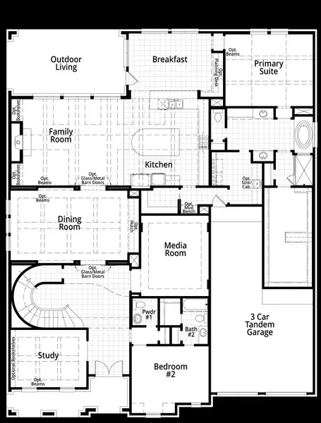 2D floor plan layout of this home in Star Trail, Prosper, TX (Image 4).