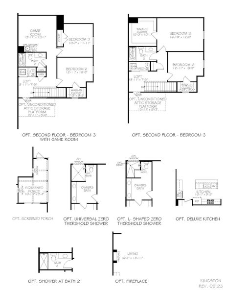 2D floor plan layout for the Kingston by Epcon Communities in The Courtyards at Oak Grove, Durham, NC (Image 6).