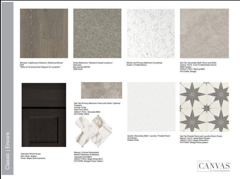 Design Selections.  Home is under construction and selections are subject to change.