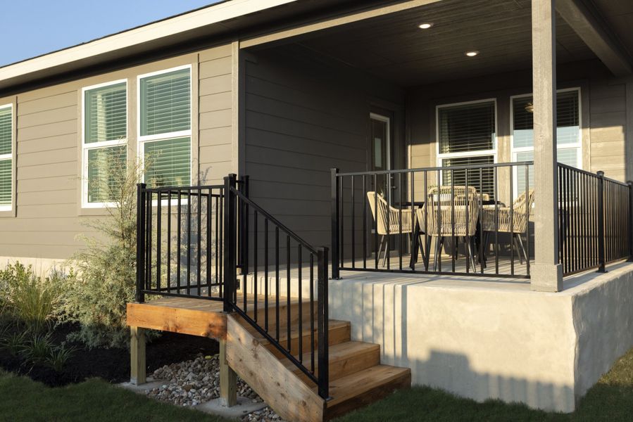 Exterior details and patio area of a home in Waterstone Crossing, Kyle (Image 3).