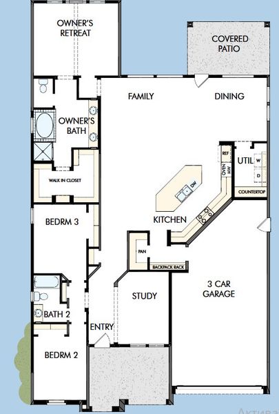 2D floor plan layout for the The Larkmead by David Weekley Homes in Alston at Soleo, San Tan Valley, AZ (Image 3).