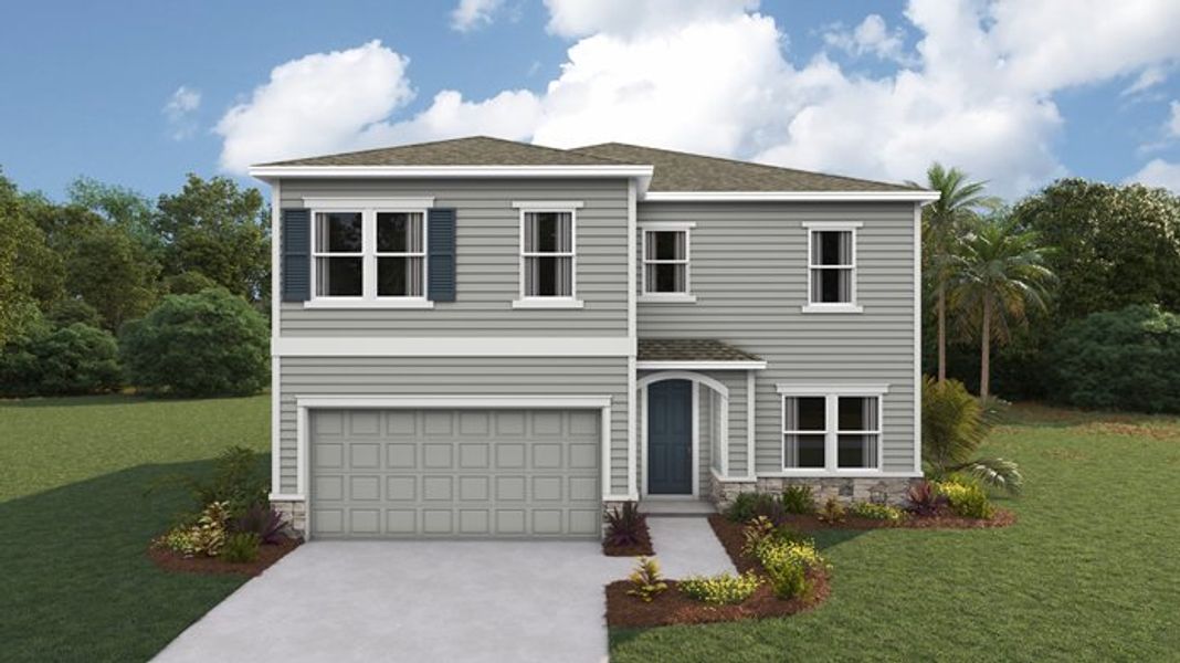 Representative exterior photo of a completed home built from the Coral by D.R. Horton in Finley Woods, Gainesville, FL (Image 18).