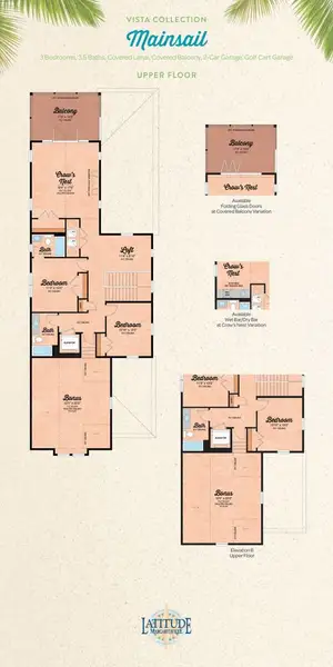 2D floor plan layout for the Mainsail by Minto Communities in Latitude Margaritaville Watersound, Panama City Beach, FL (Image 3). 2D floor plan layout for the Mainsail by Minto Communities in Latitude Margaritaville Watersound, Panama City Beach, FL (Image 3).