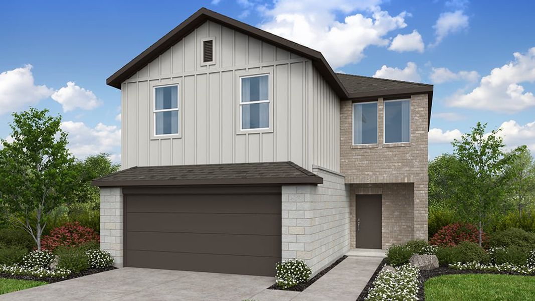 Representative exterior photo of a completed home built from the Harrier by Taylor Morrison in Sunfield, Mustang Ridge, TX (Image 21).