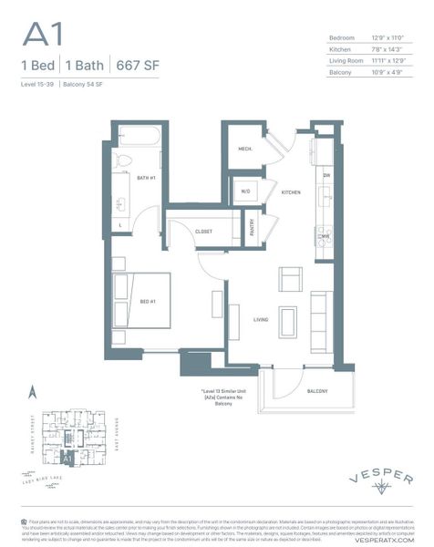 A1 Unit Floor Plan Layout