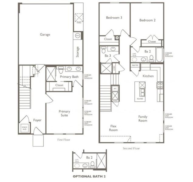 2D floor plan layout of this home in Koenig Townhomes, Austin, TX (Image 2).