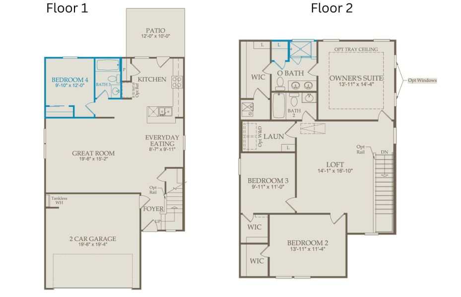 2D floor plan layout of this home in Cambria, Garner, NC (Image 3).