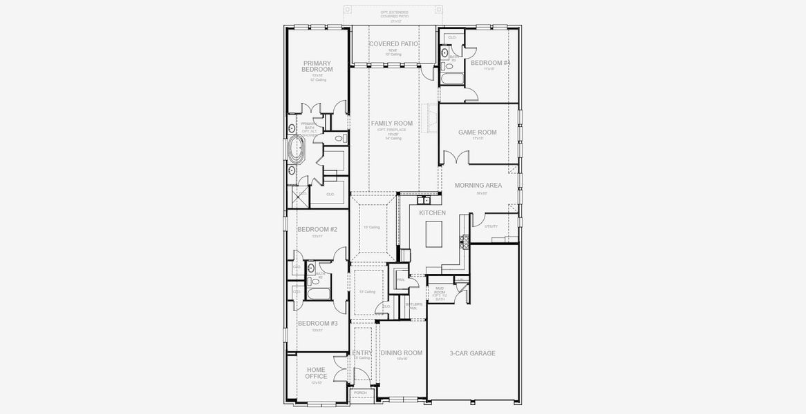 2D floor plan layout for the 3257W by Perry Homes in Sienna 60', Missouri City, TX (Image 3). 2D floor plan layout for the 3257W by Perry Homes in Sienna 60', Missouri City, TX (Image 3).