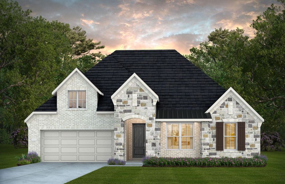 Representative exterior photo of a completed home built from the Cuney by Pulte Homes in Blue Creek Trails, Richmond, TX (Image 19). Representative exterior photo of a completed home built from the Cuney by Pulte Homes in Blue Creek Trails, Richmond, TX (Image 19).