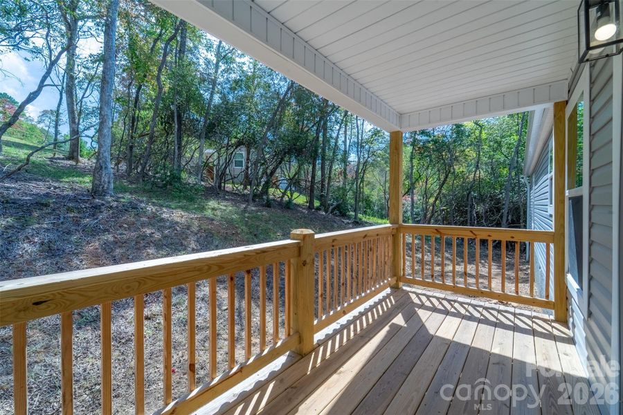 Exterior details and patio area of a home in , Hayesville (Image 37).