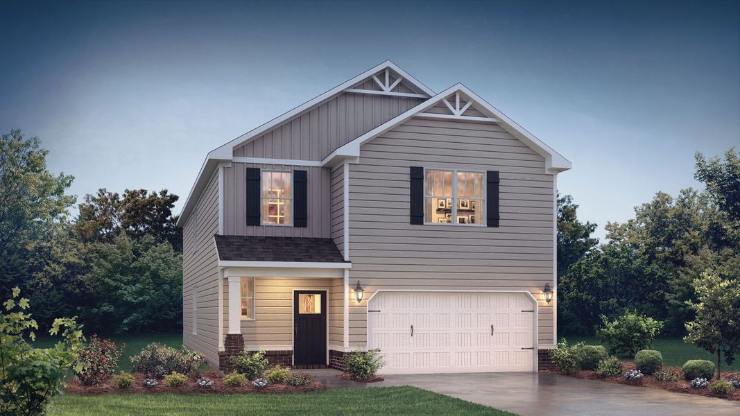 Representative exterior photo of a completed home built from the CAMERON by D.R. Horton in Sycamore Cove, Woodruff, SC (Image 1).