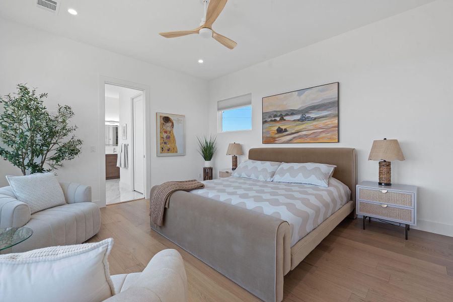 A serene large primary retreat with airy space, recessed lighting, and plenty of room to unwind . A serene large primary retreat with airy space, recessed lighting, and plenty of room to unwind .