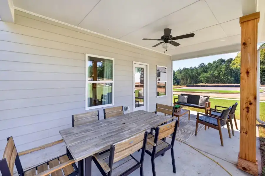 Exterior details and patio area of a home in Glen at Cave Springs, Douglasville (Image 2). Exterior details and patio area of a home in Glen at Cave Springs, Douglasville (Image 2).