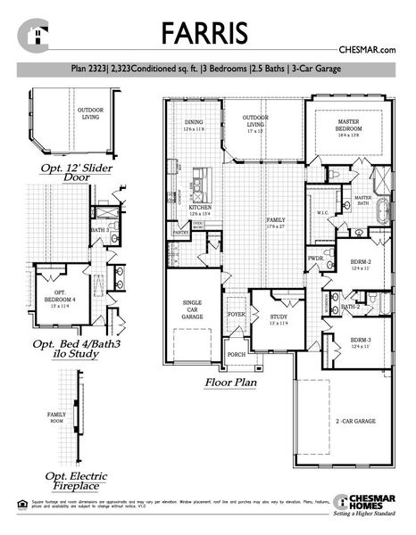 2D floor plan layout for the Farris by Chesmar Homes in Village at Three Oaks, Seguin, TX (Image 3). 2D floor plan layout for the Farris by Chesmar Homes in Village at Three Oaks, Seguin, TX (Image 3).