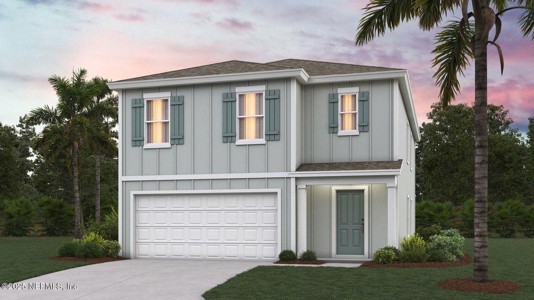 Front exterior of a new home in Copes Landing, Jacksonville, FL, highlighting curb appeal (Image 1). Front exterior of a new home in Copes Landing, Jacksonville, FL, highlighting curb appeal (Image 1).