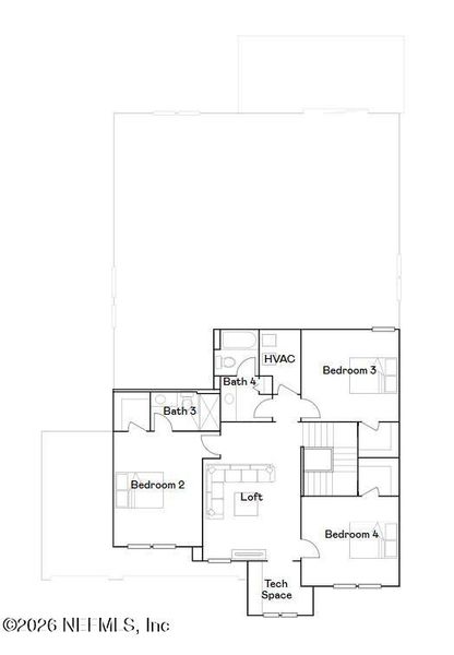 2D floor plan layout of this home in Silver Falls Single Family at SilverLeaf, St. Augustine, FL (Image 5).