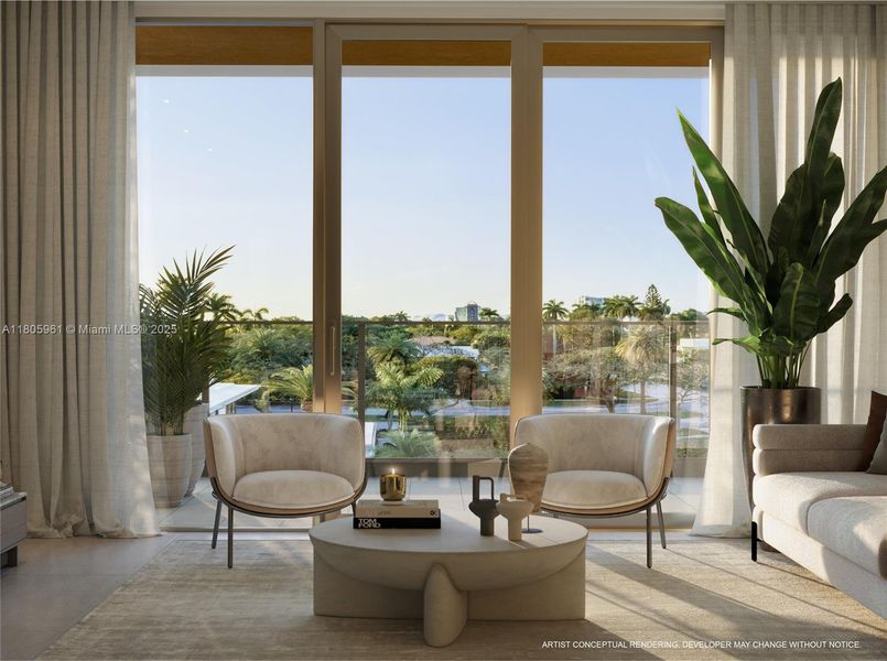 Furnished interior view inside a new home in 2200 Brickell, Miami (Image 12).