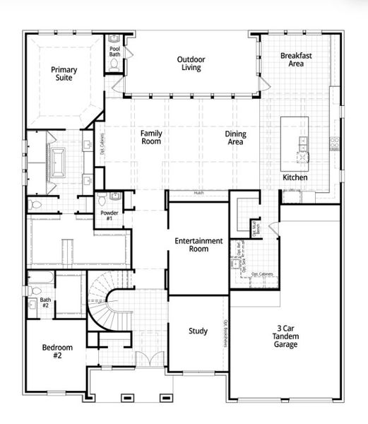 2D floor plan layout for the Palermo by Highland Homes in Fulbrook on Fulshear Creek, Fulshear, TX (Image 30).