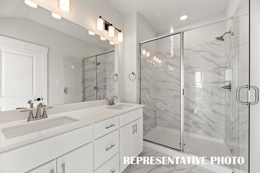 You'll never want to leave this wonderful, spacious walk in shower!  REPRESENTATIVE PHOTO