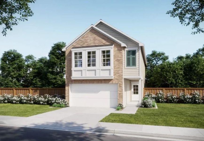 Front exterior of a new home in , Houston, TX, highlighting curb appeal (Image 1). Front exterior of a new home in , Houston, TX, highlighting curb appeal (Image 1).