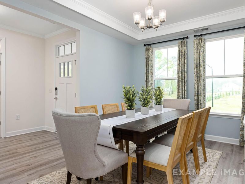 Furnished interior view inside a new home in Retreat at North Main, Lillington (Image 2). Furnished interior view inside a new home in Retreat at North Main, Lillington (Image 2).