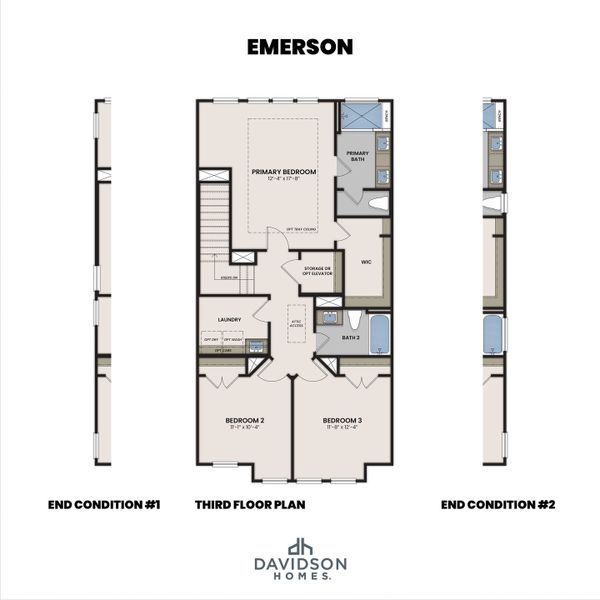 2D floor plan layout for the The Emerson A by Davidson Homes LLC in Bradford, Raleigh, NC (Image 4).