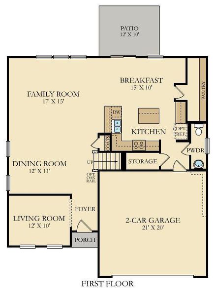 2D floor plan layout of this home in Cypress Preserve, Moncks Corner, SC (Image 2).