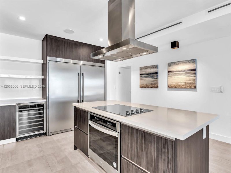 Custom kitchen with island.