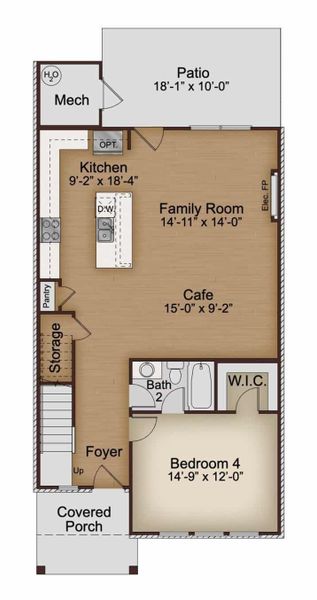 2D floor plan layout for the Paxton by McKinley Homes in Kinsley, Wake Forest, NC (Image 3).