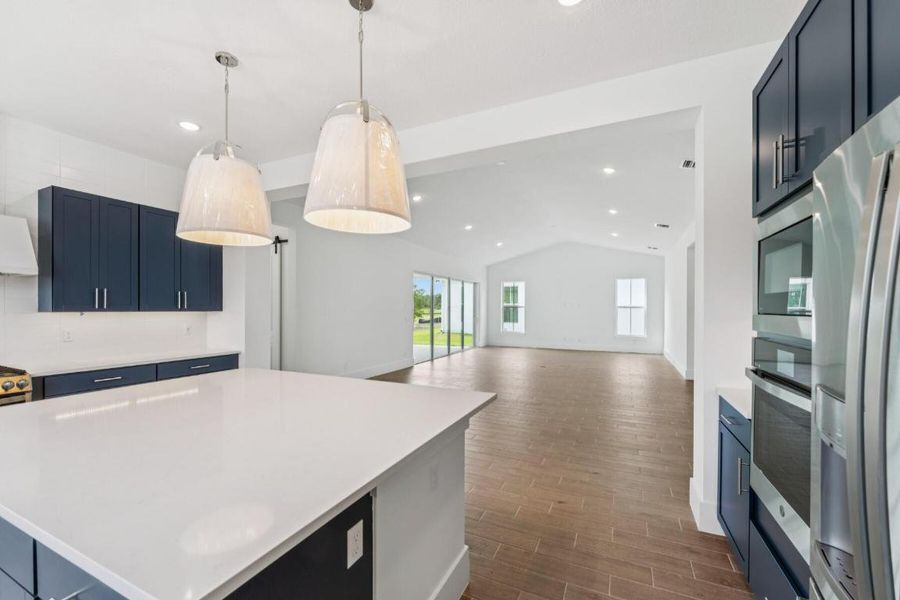 Kitchen, Great Room & Dining Area