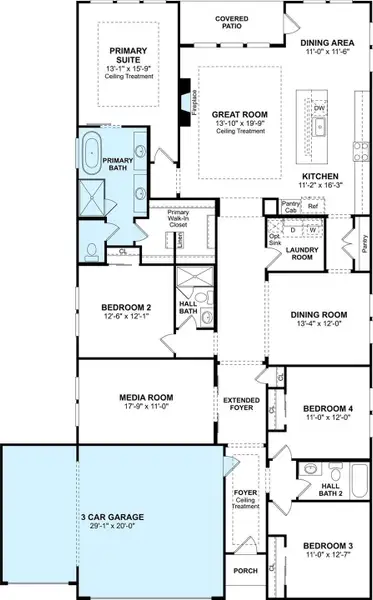 The Warren floor plan by K. Hovnanian Homes. 1st Floor shown. *Prices, plans, dimensions, features, specifications, materials, and availability of homes or communities are subject to change without notice or obligation.
