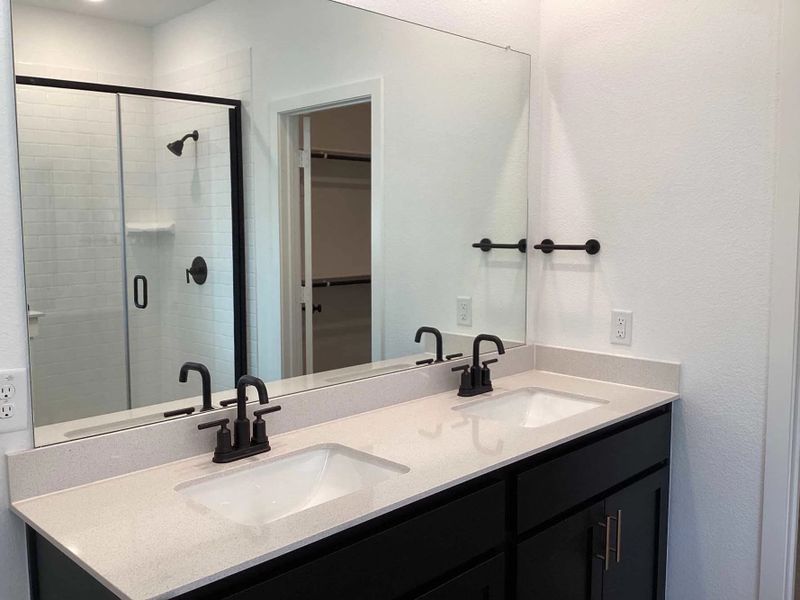 Primary Bathroom Construction Progress featuring the Noir Collection