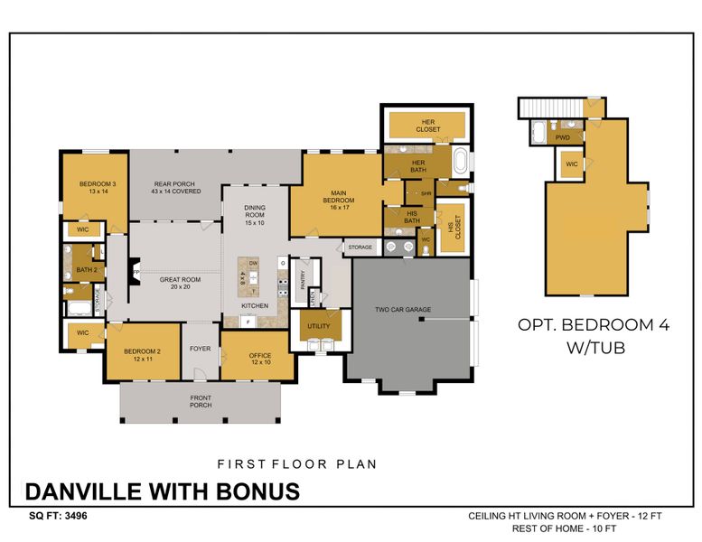 2D floor plan layout for the Danville by Trinity Classic Homes in Zion Trails, Poolville, TX (Image 4). 2D floor plan layout for the Danville by Trinity Classic Homes in Zion Trails, Poolville, TX (Image 4).