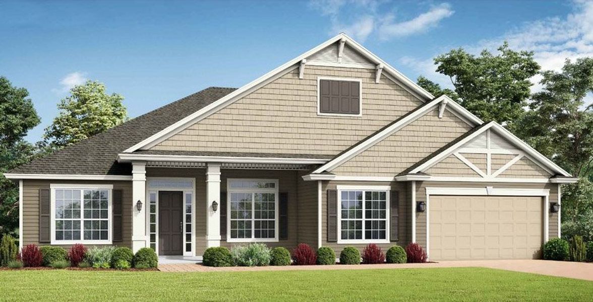 Representative exterior photo of a completed home built from the Bridgecreek by SEDA New Homes in Edwards Creek Estates, Jacksonville, FL (Image 5). Representative exterior photo of a completed home built from the Bridgecreek by SEDA New Homes in Edwards Creek Estates, Jacksonville, FL (Image 5).