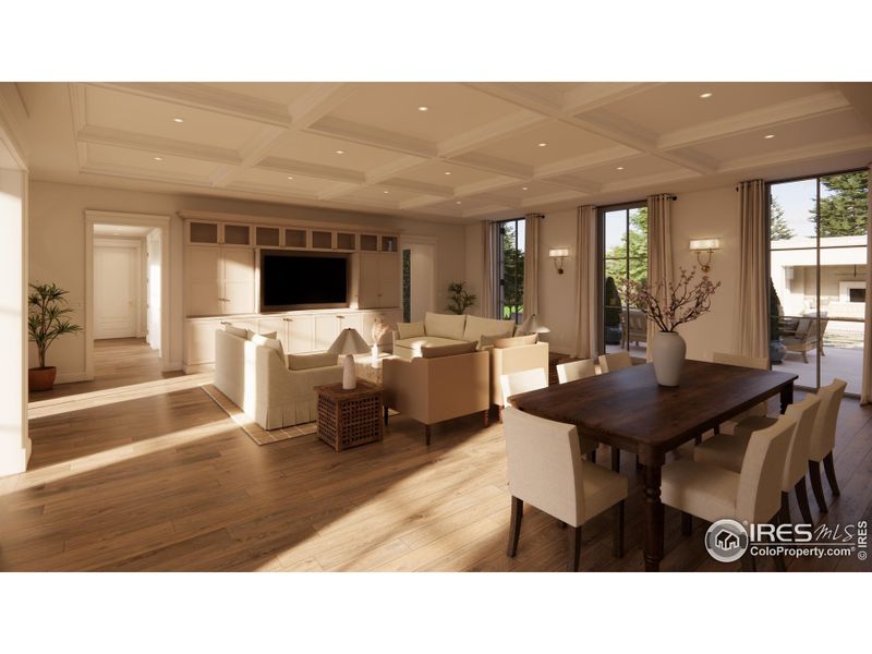 Expansive great room with floor to ceiling European, tilt-turn, triple pane windows.