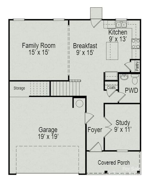 2D floor plan layout of this home in Green Acres, Mount Pleasant, NC (Image 3).