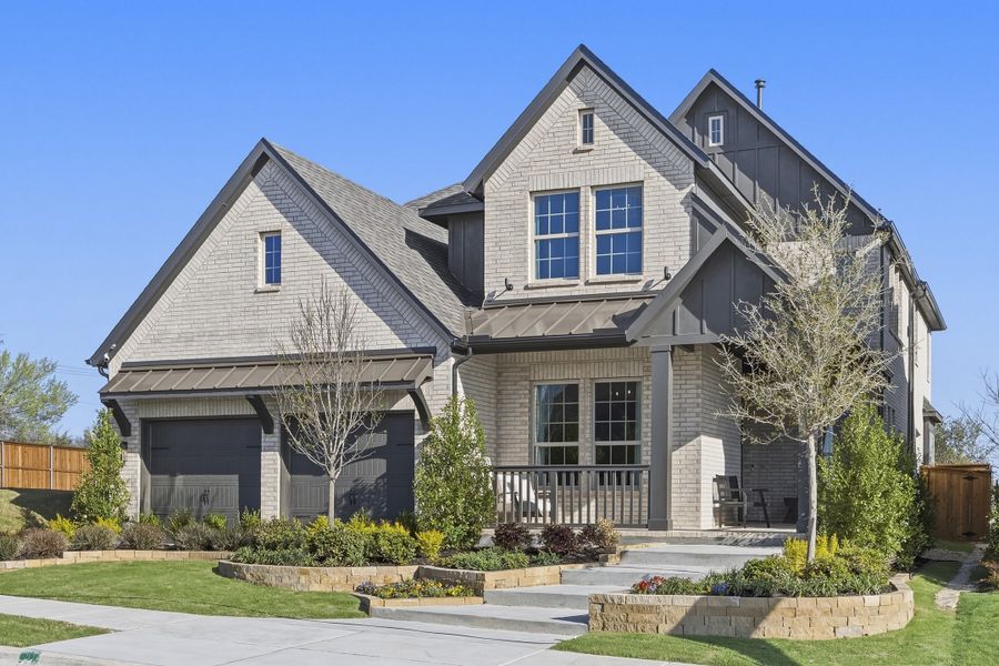 Front exterior of a new home in Providence Cove, McKinney, TX, highlighting curb appeal (Image 25).