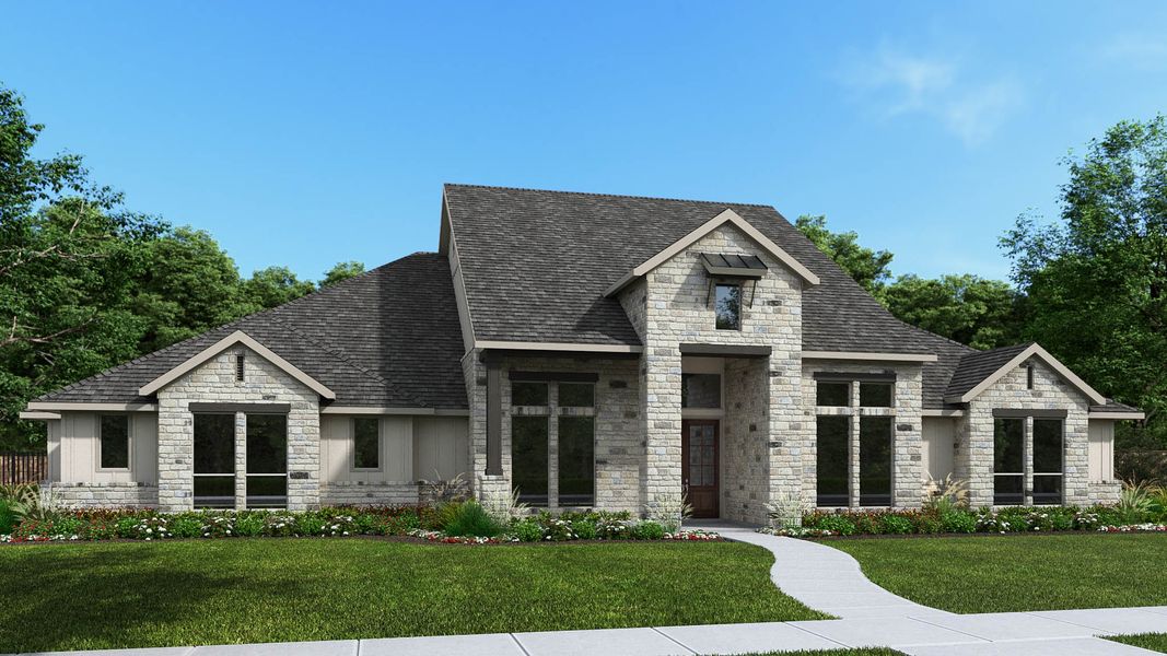 Representative exterior photo of a completed home built from the 3494S by Perry Homes in Santa Rita Ranch Tierra Rosa, Liberty Hill, TX (Image 5).