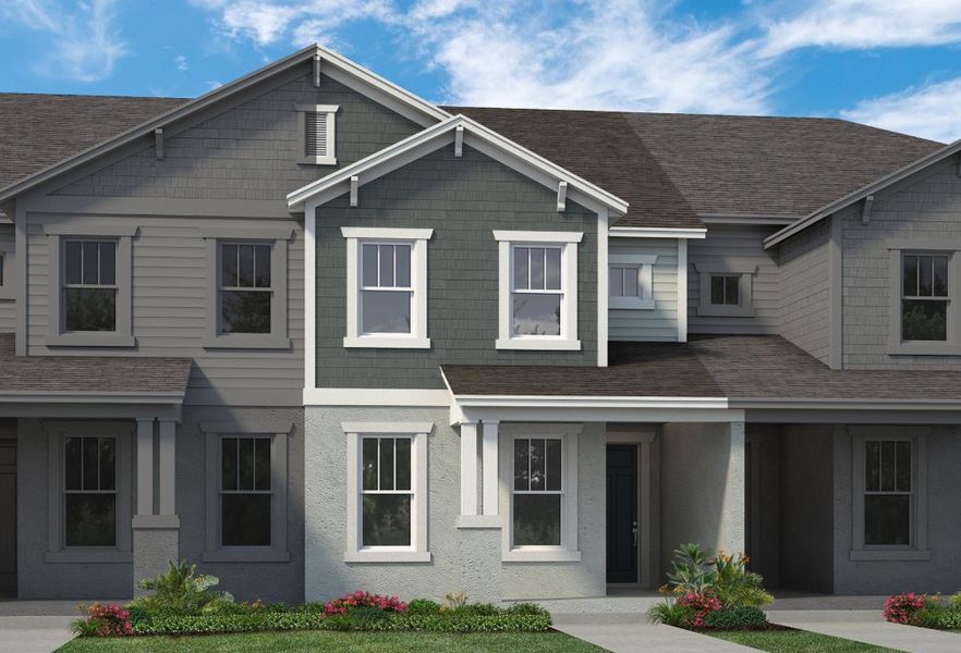 Representative exterior photo of a completed home built from the Whitney by Rockwell Homes in Harvest at Ovation - Townhomes, Winter Garden, FL (Image 29). Representative exterior photo of a completed home built from the Whitney by Rockwell Homes in Harvest at Ovation - Townhomes, Winter Garden, FL (Image 29).