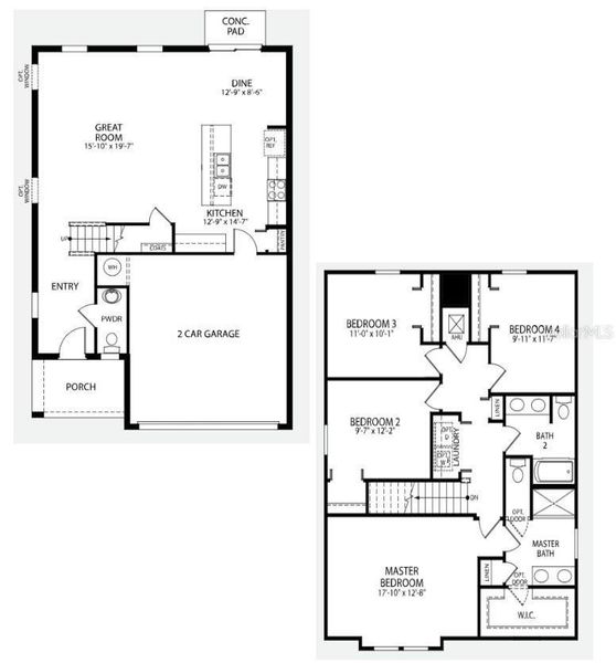 2D floor plan layout of this home in Villamar - Classic Series, Winter Haven, FL (Image 5).