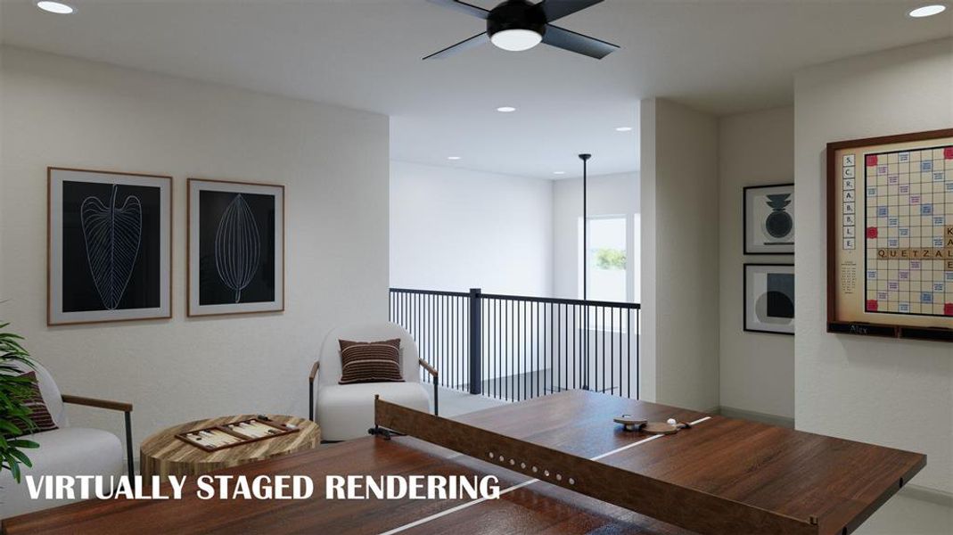 Your beautiful, new game room is spacious enough to host big game day parties or fun sleepovers for the kiddos! VIRTUALLY STAGED RENDERING Your beautiful, new game room is spacious enough to host big game day parties or fun sleepovers for the kiddos! VIRTUALLY STAGED RENDERING