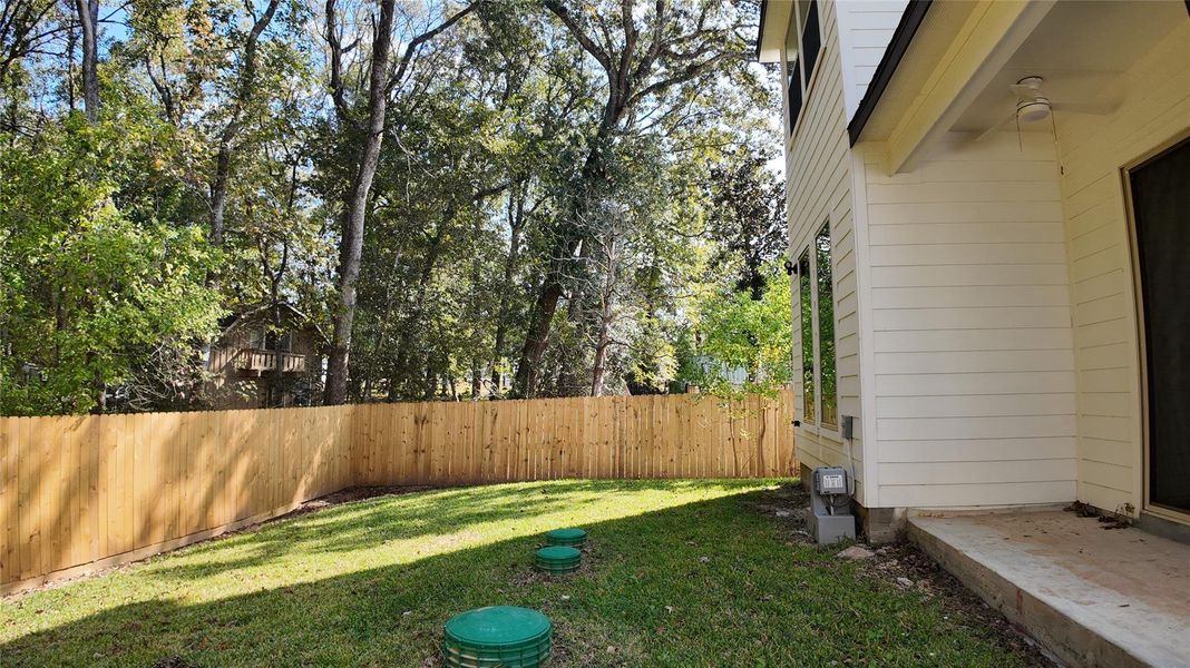 Fenced backyard