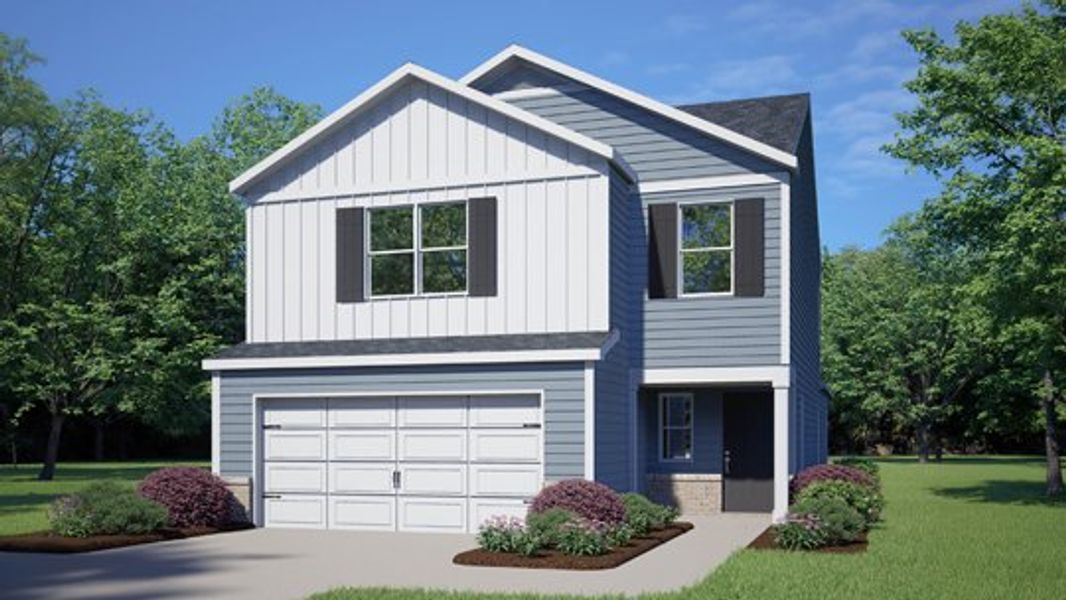 Representative exterior photo of a completed home built from the Manning by D.R. Horton in Laurel Oaks, Sanford, NC (Image 4). Representative exterior photo of a completed home built from the Manning by D.R. Horton in Laurel Oaks, Sanford, NC (Image 4).