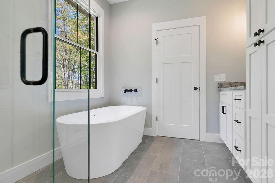 Free Standing Tub and tiled floor