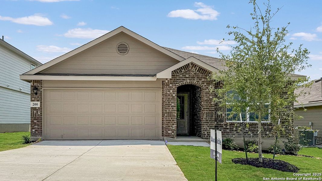 Front exterior of a new home in Redbird Ranch, San Antonio, TX, highlighting curb appeal (Image 11). Front exterior of a new home in Redbird Ranch, San Antonio, TX, highlighting curb appeal (Image 11).