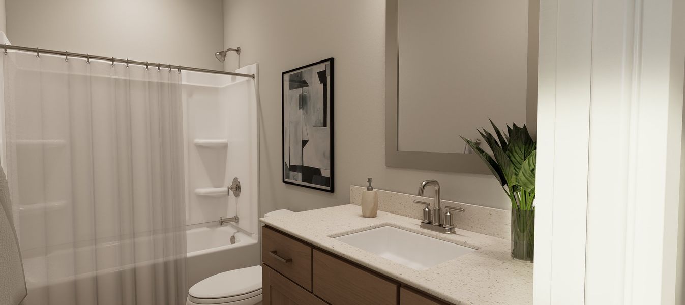 Representative furnished interior of a home built from the Atlas End Unit by Baker Residential in Atwater Station - Midtown Collection, Fuquay Varina (Image 17).