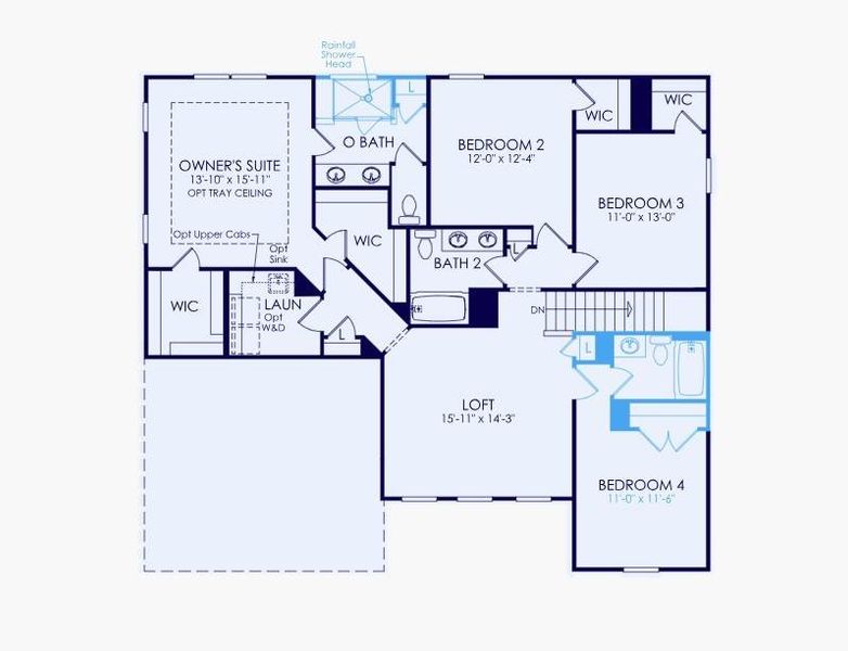 2D floor plan layout of this home in Creekside at Skelton, Hoschton, GA (Image 3).