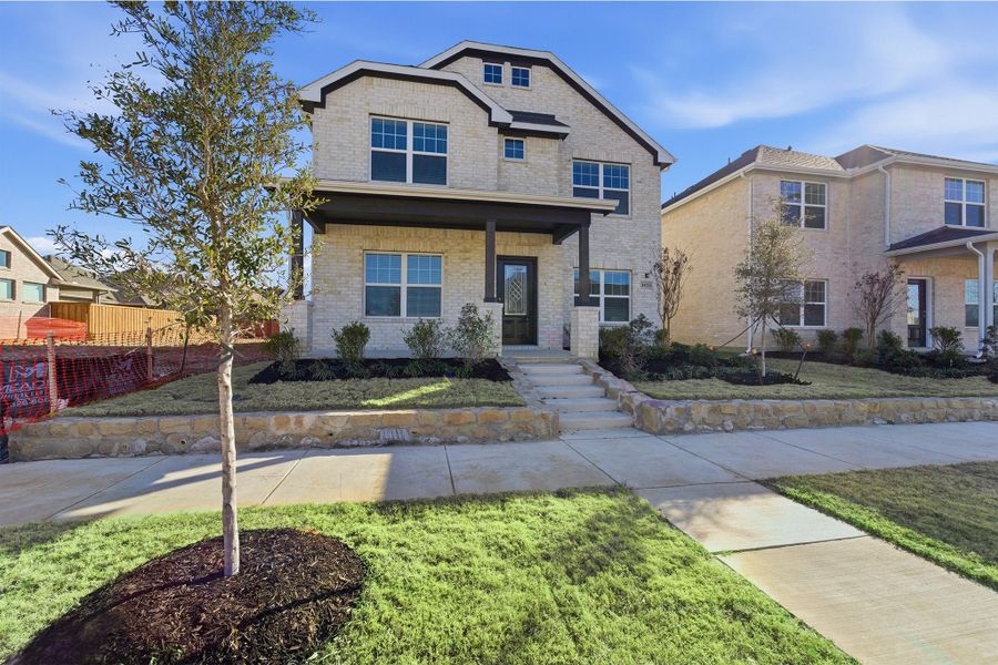 Front exterior of a new home in La Terra, Celina, TX, highlighting curb appeal (Image 18).