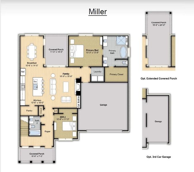 2D floor plan layout of this home in Twin Oaks, Oakland, TN (Image 3).